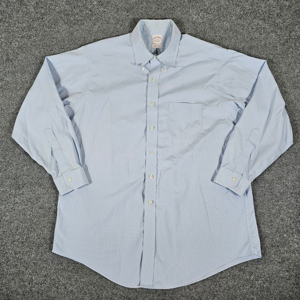 Brooks Brothers Mens Button‎ Down Shirt Blue Gingham Check Long Sleeve Sz 17-34